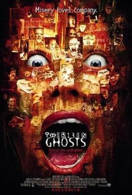 Thir13en Ghosts (2001) poster: a screaming face built from photographs, wide eyes, and the title set inside an open mouth